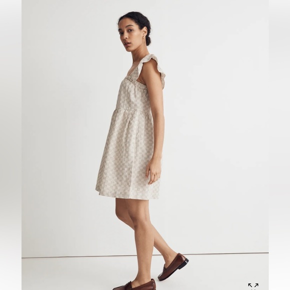 Madewell flutter-sleeve square-neck mini dress in striped jacquard. Size S. - Picture 2 of 15